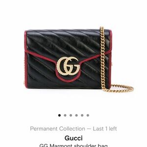 Gucci Black and Red GG Marmont Chain Bag